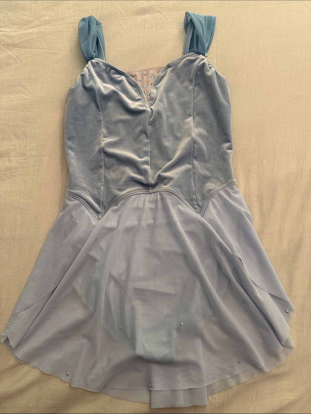 Light Blue Velvet & Mesh Dance Dress